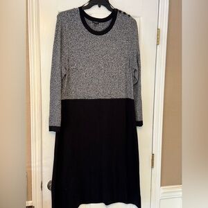 Talbots Black and Gray Knit Midi Dress